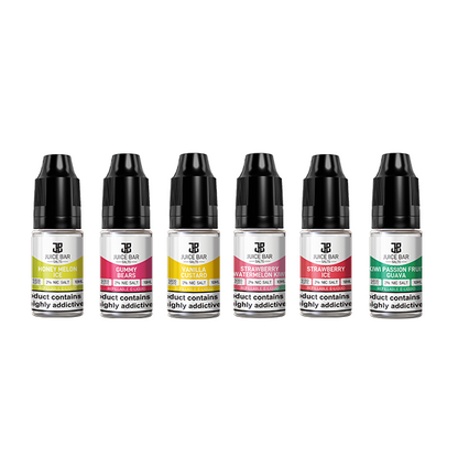 Juice Bar - Salts 10ml Nic Salts - Pack Of 5 (50VG/50PG) 20mg