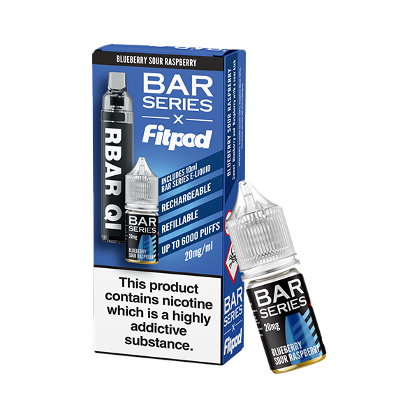 Bar Series x Fitpod RBAR QI - Refillable Disposable Vape & 10ml Nic Salt - 6000 Puffs 20mg