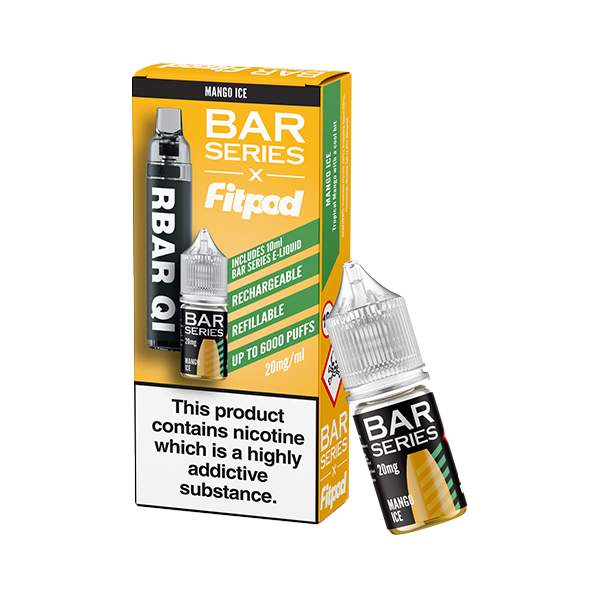 Bar Series x Fitpod RBAR QI - Refillable Disposable Vape & 10ml Nic Salt - 6000 Puffs 20mg