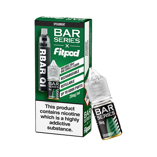 Bar Series x Fitpod RBAR QI - Refillable Disposable Vape & 10ml Nic Salt - 6000 Puffs 20mg