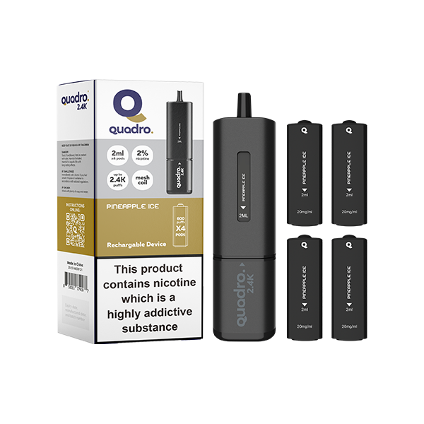 Quadro - 2.4K Pod Vape Kit Black Series 2400 Puffs 20mg